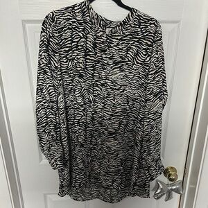 Little Moon Zebra Print Blouse Size L